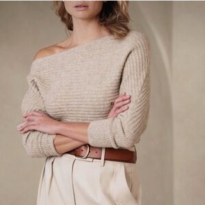Banana Republic Beige Off-Shoulder Sweater